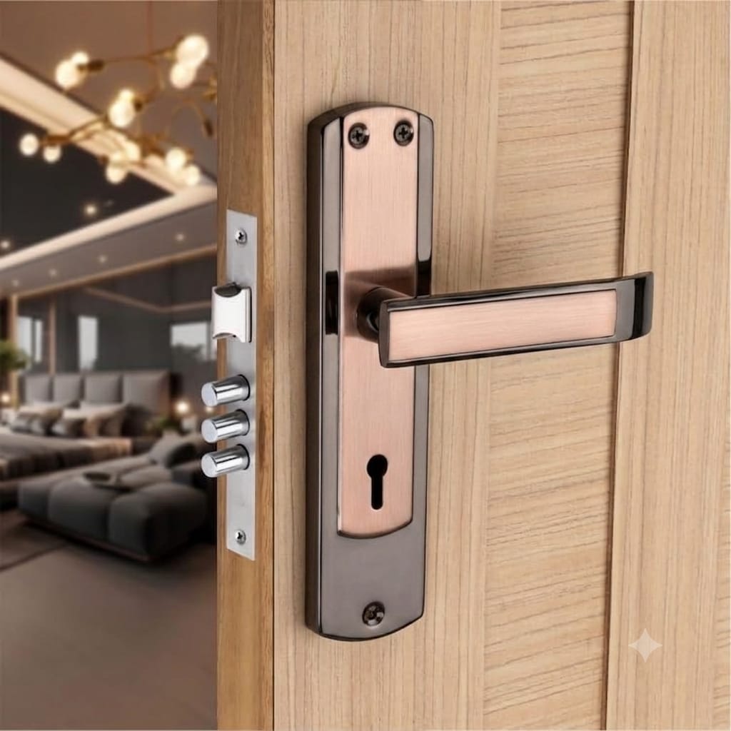Cradle Mortise Door Lock Set Glossy Black Finish