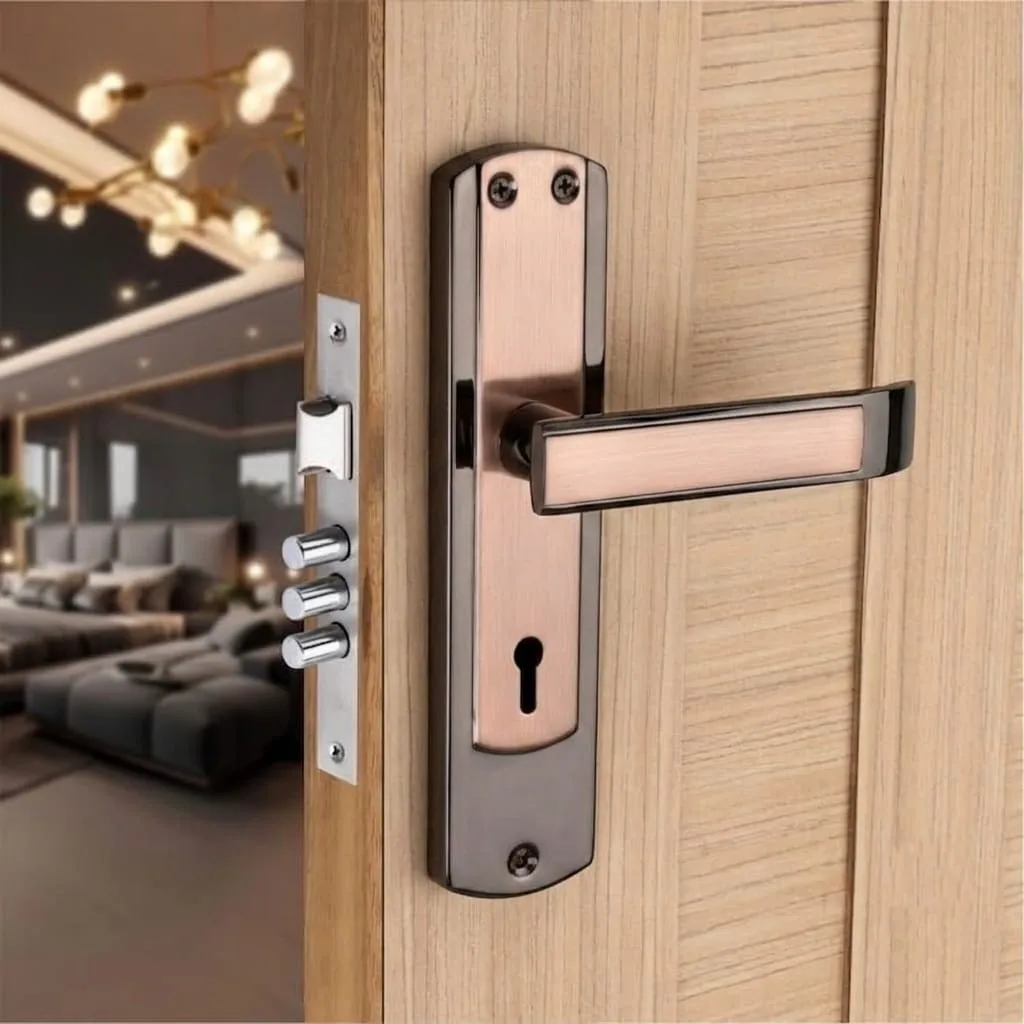 Cradle Mortise Door Lock Set Glossy Black Finish