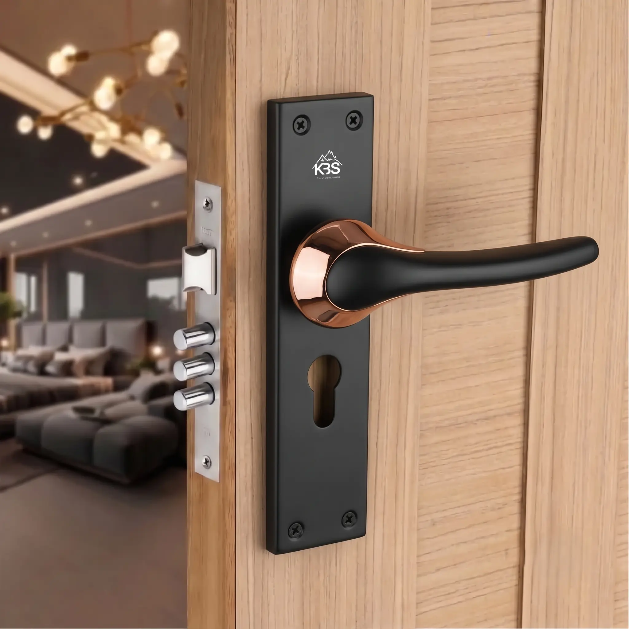 Velvet Mortise Door Handle Lockset- Copper Black Finish