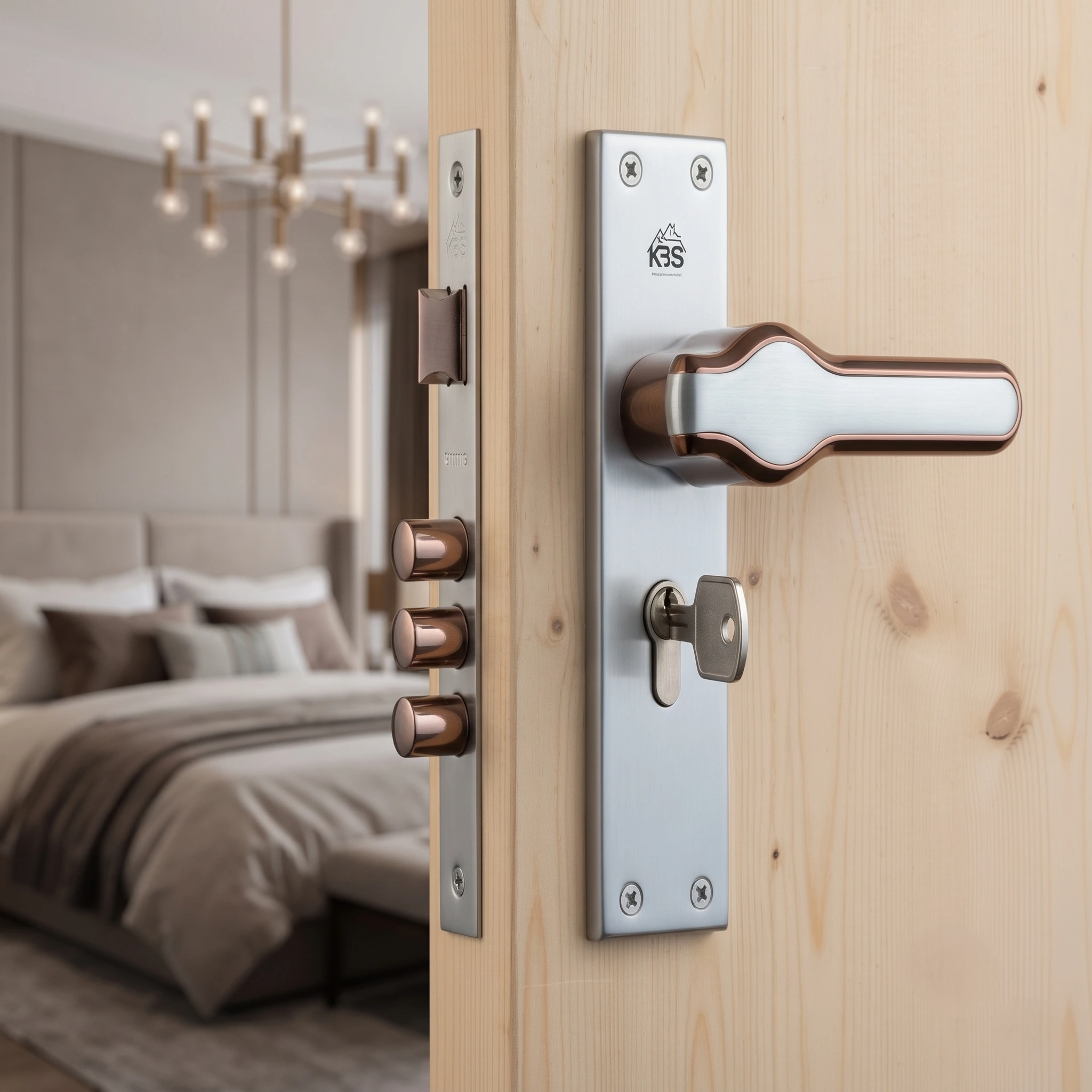 Elgro Mortise Door Handle Lockset- Copper Satin Finish