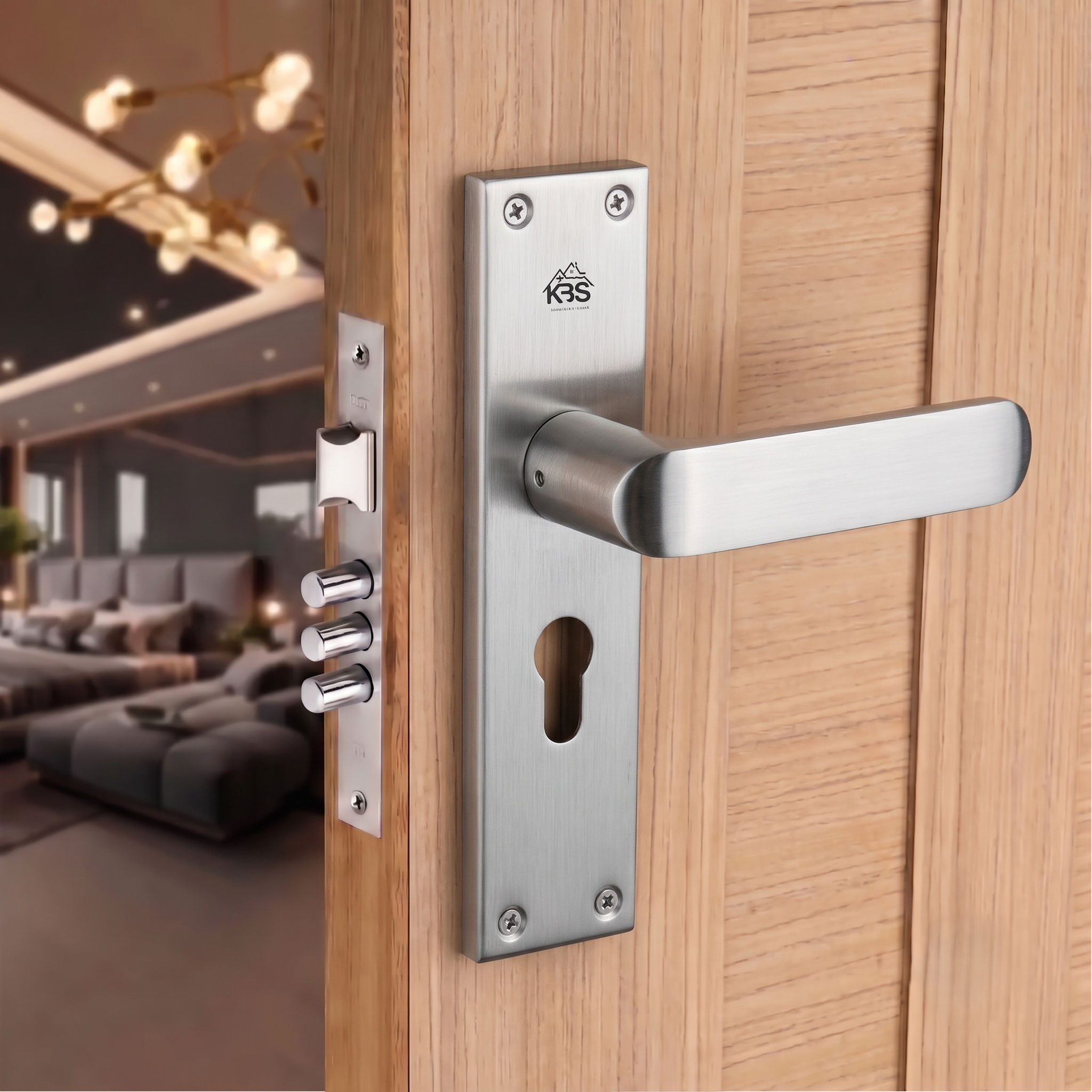 KBS SS Hockey Mortise Door Handle Lockset