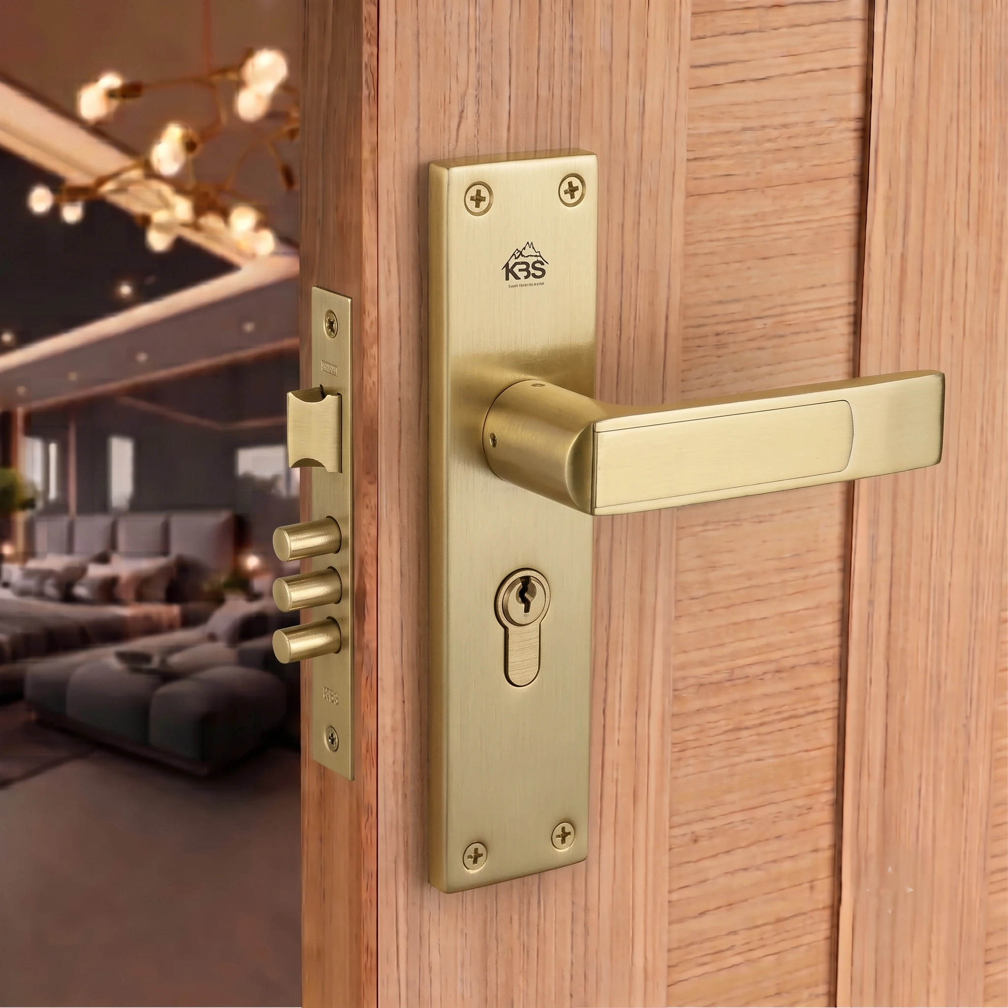 Cradle Mortise Door Handle Lockset-  Antique Laquer Finish