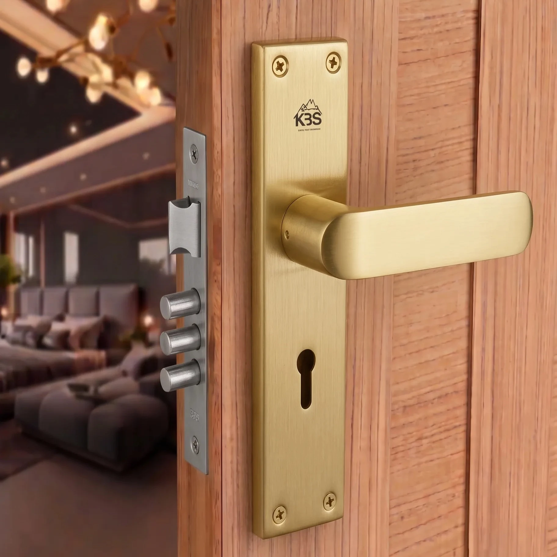 Hockey Mortise Door Handle Lockset-  Antique Glossy Finish